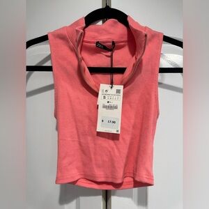 Zara Pink Sleeveless Crop Tank Top